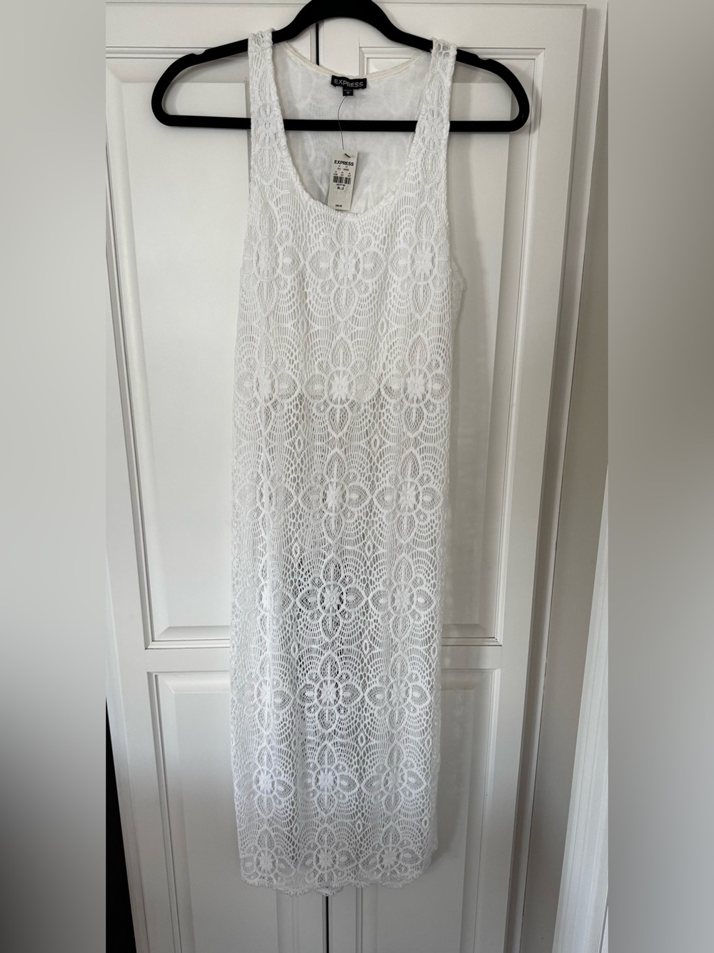 Express White Crochet Maxi Skirt Dress